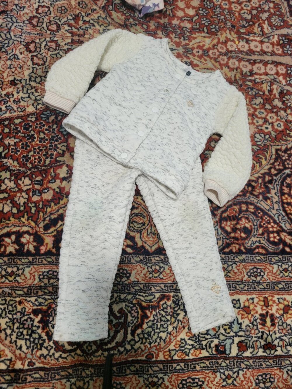 3 Pommes Two Piece jacket and Pants Speckled Cotton